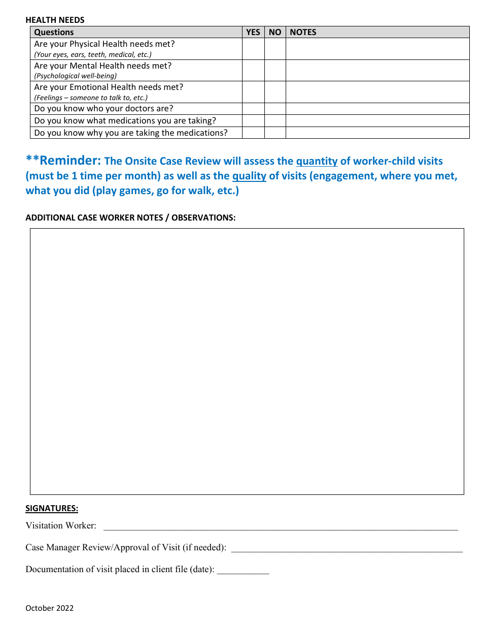 Foster Care Monthly Face to Face - North Dakota, Page 3