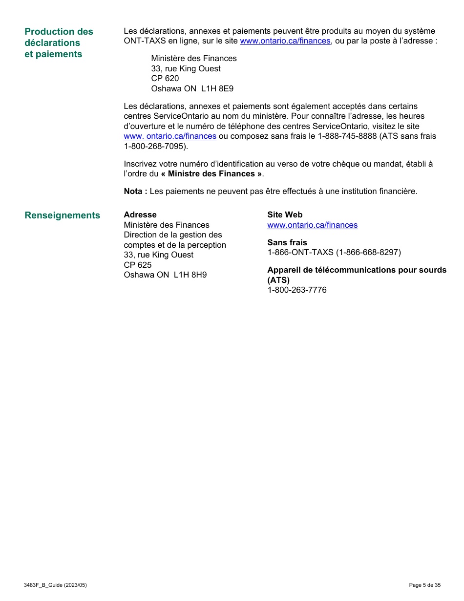 Forme 3483F Guide Relatif a La Declaration Sur Le Vin Et Le Vin Panache - B Guide (Etablissements Vinicoles Qui Ont Un Magasin De Detail Hors Site) - Ontario, Canada (French), Page 5