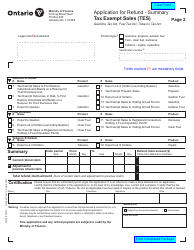 Form 0547E Application for Refund Tax Exempt Sales (Tes) - Ontario, Canada, Page 2