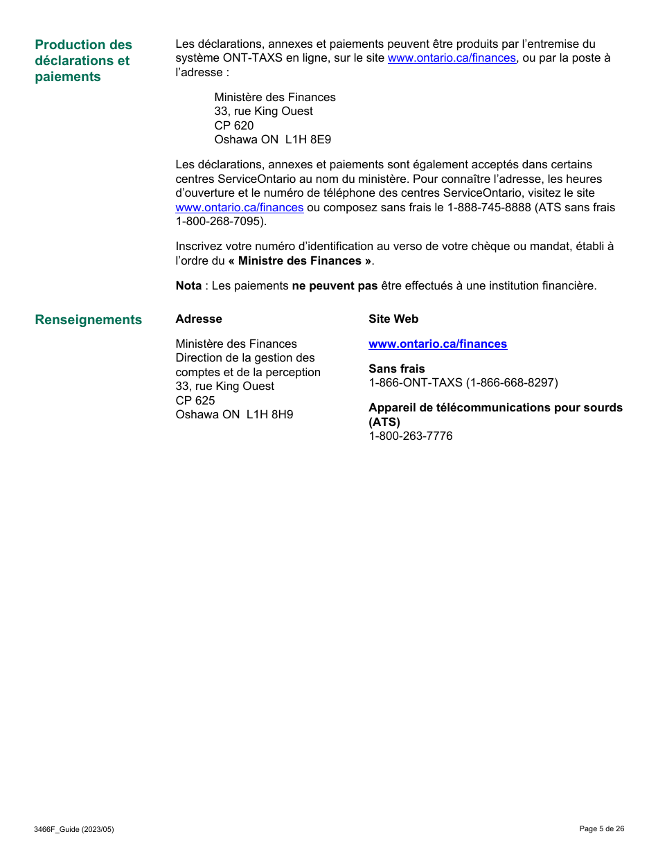 Forme 3466F Guide Relatif a La Declaration Sur Le Vin Et Le Vin Panache - Ontario, Canada (French), Page 5