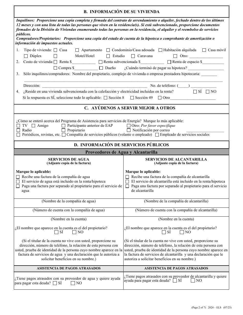 Formulario 2824-ELS Solicitud De Asistencia Para Servicios De Energia - Nevada (Spanish), Page 5