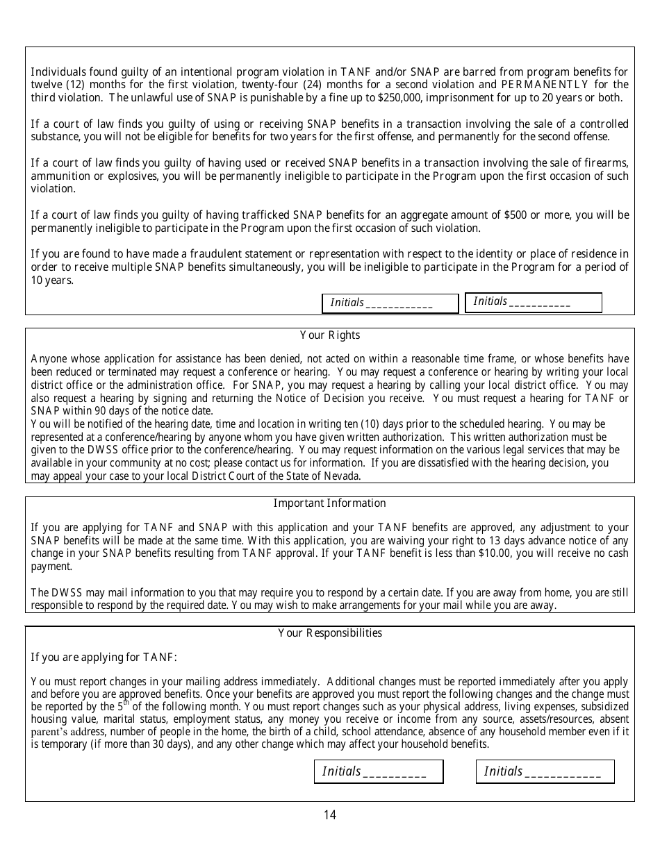 Form 2905-EG Application for Assistance - Nevada, Page 14