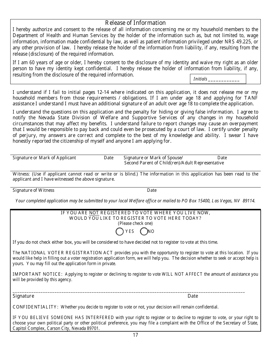 Form 2905-EG Application for Assistance - Nevada, Page 17