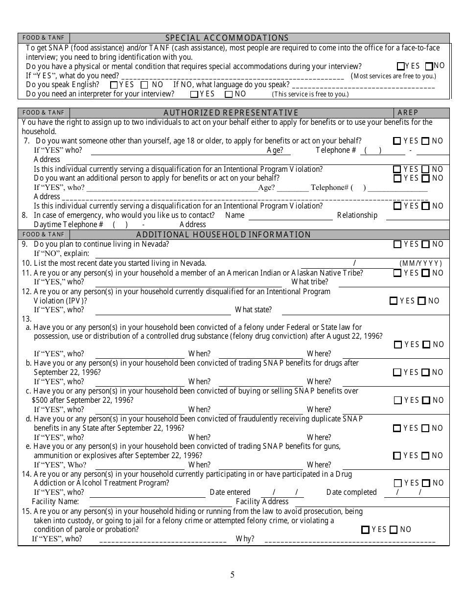 Form 2905-EG Application for Assistance - Nevada, Page 5