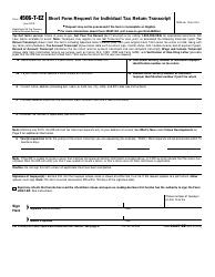 Document preview: IRS Form 4506-T-EZ Short Form Request for Individual Tax Return Transcript