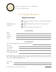 Document preview: Form SCO-CSD-CMS-0001 Case Inquiry Request - Ohio