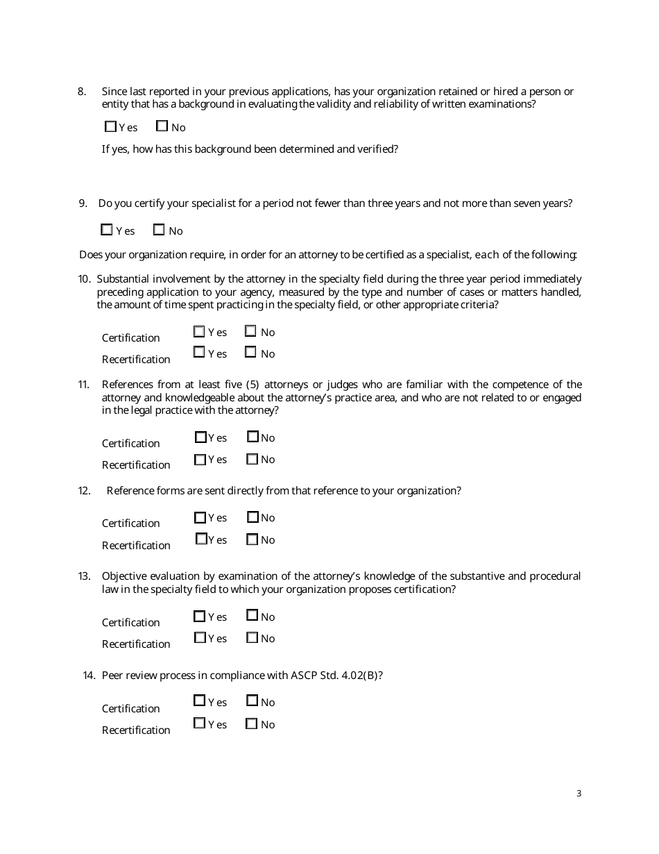 Form SCO-ASD-OAS-1111 Application for Reaccreditation as a Certifying Agency for Attorneys as Specialists in Ohio - Ohio, Page 3