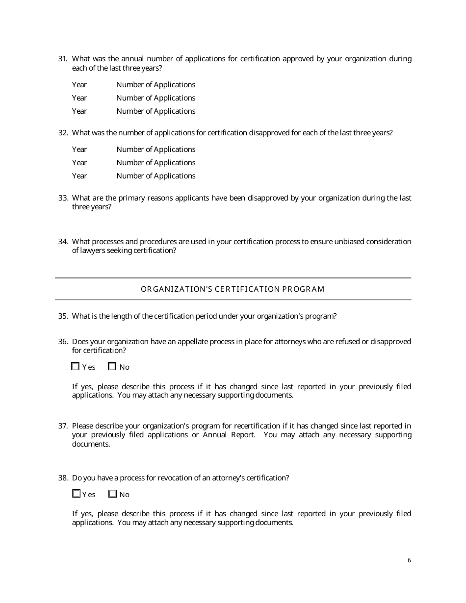 Form SCO-ASD-OAS-1111 Application for Reaccreditation as a Certifying Agency for Attorneys as Specialists in Ohio - Ohio, Page 6