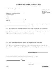 Document preview: Affidavit of Applicant - Application for Admission to the Practice of Law Without Examination - Ohio