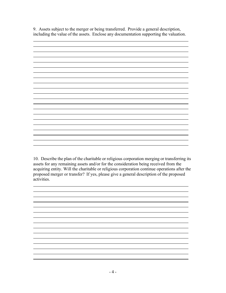 Notice of Merger or Transfer of Assets by a Charitable or Religious Corporation - North Carolina, Page 7