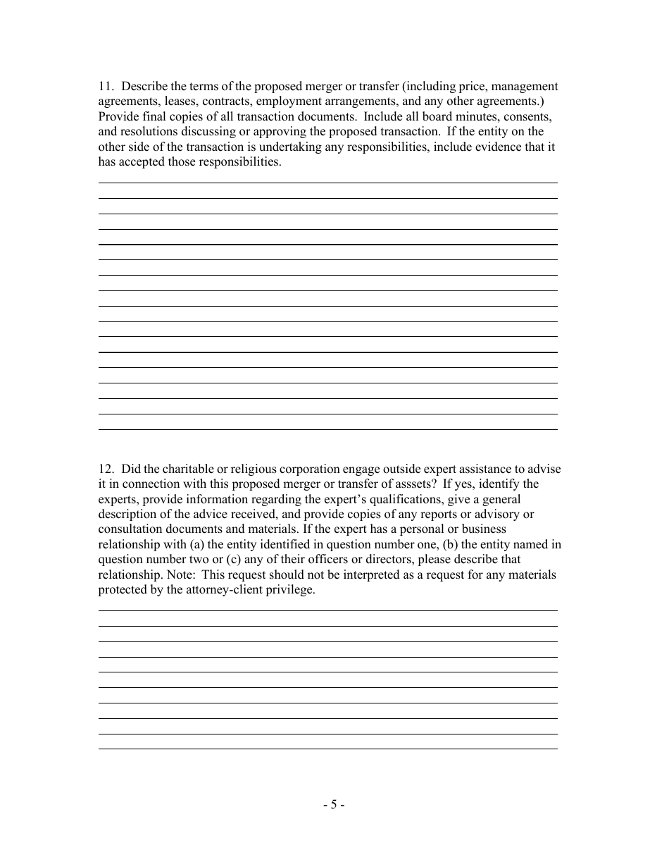 Notice of Merger or Transfer of Assets by a Charitable or Religious Corporation - North Carolina, Page 8