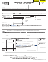 Document preview: Form 7-I Tax Incentive Claim for Refund of Sales and Use Tax - Nebraska