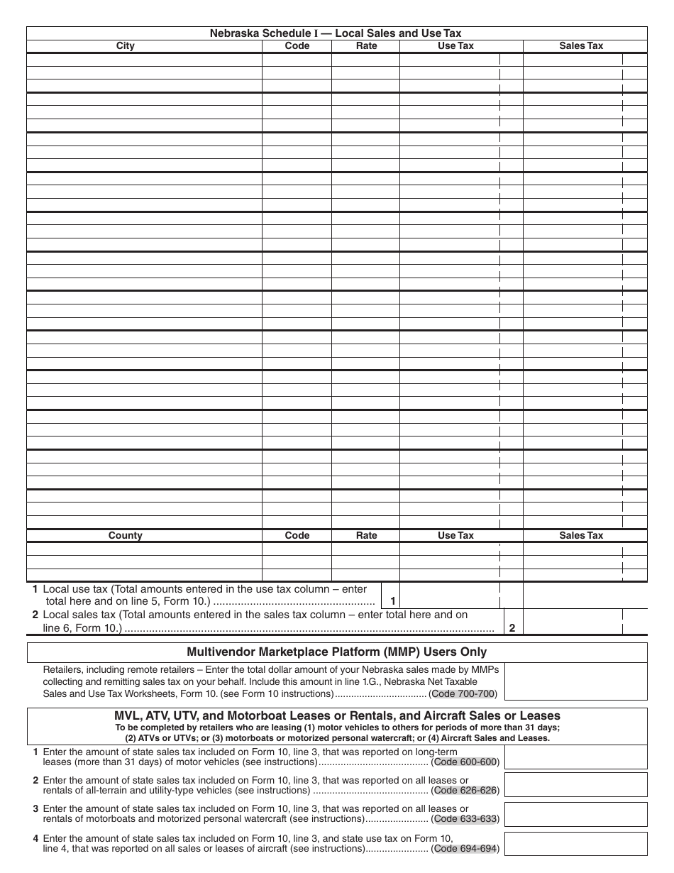 Form 10 - Fill Out, Sign Online and Download Fillable PDF, Nebraska ...