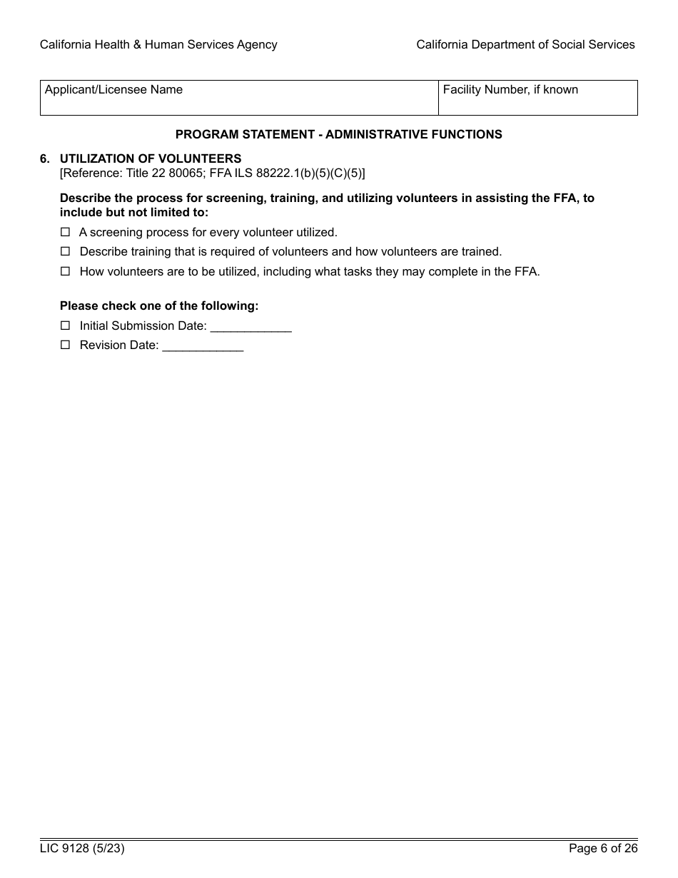 Form LIC9128 Foster Family Agency Program Statement - California, Page 12