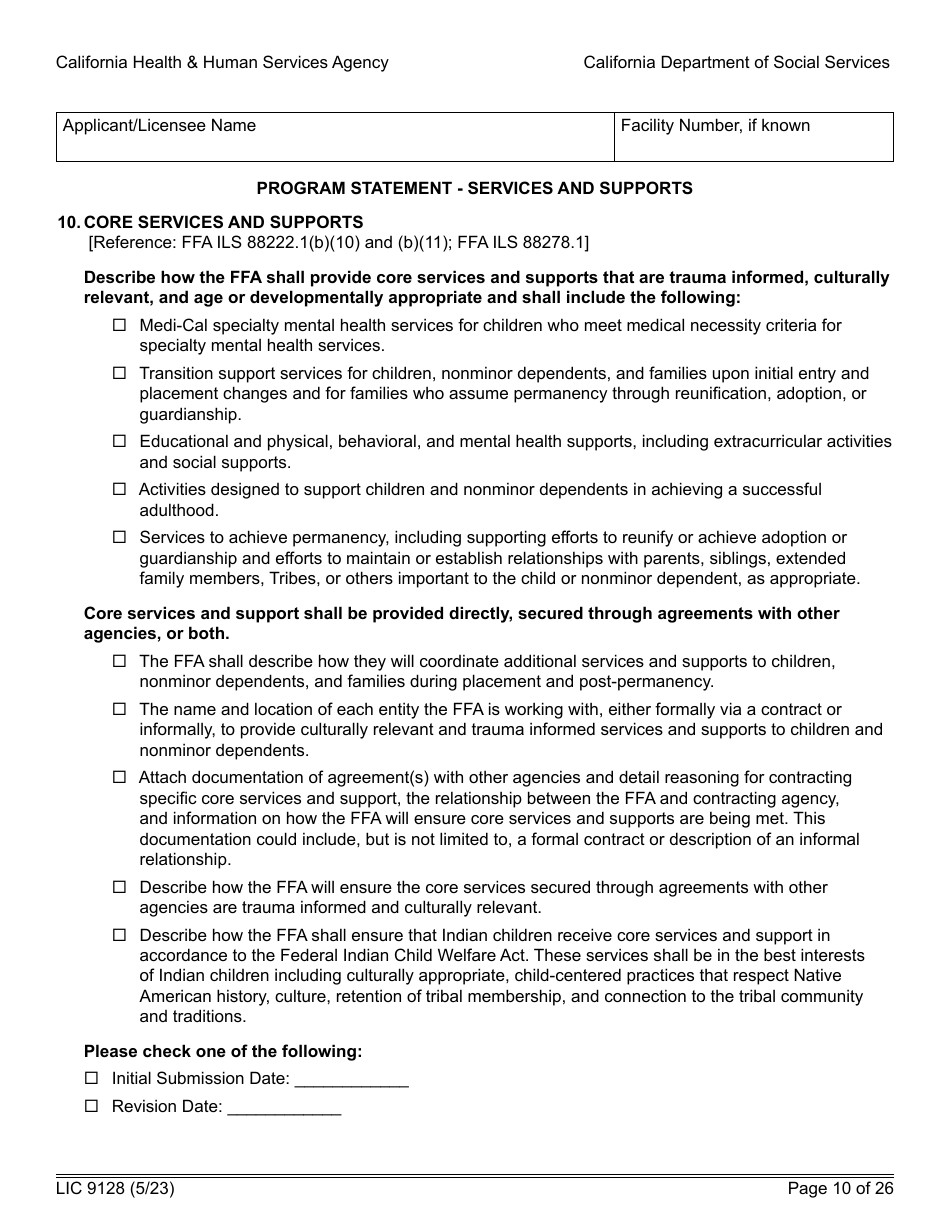 Form LIC9128 Foster Family Agency Program Statement - California, Page 16