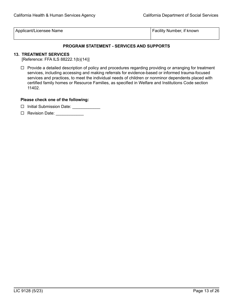 Form LIC9128 Foster Family Agency Program Statement - California, Page 19