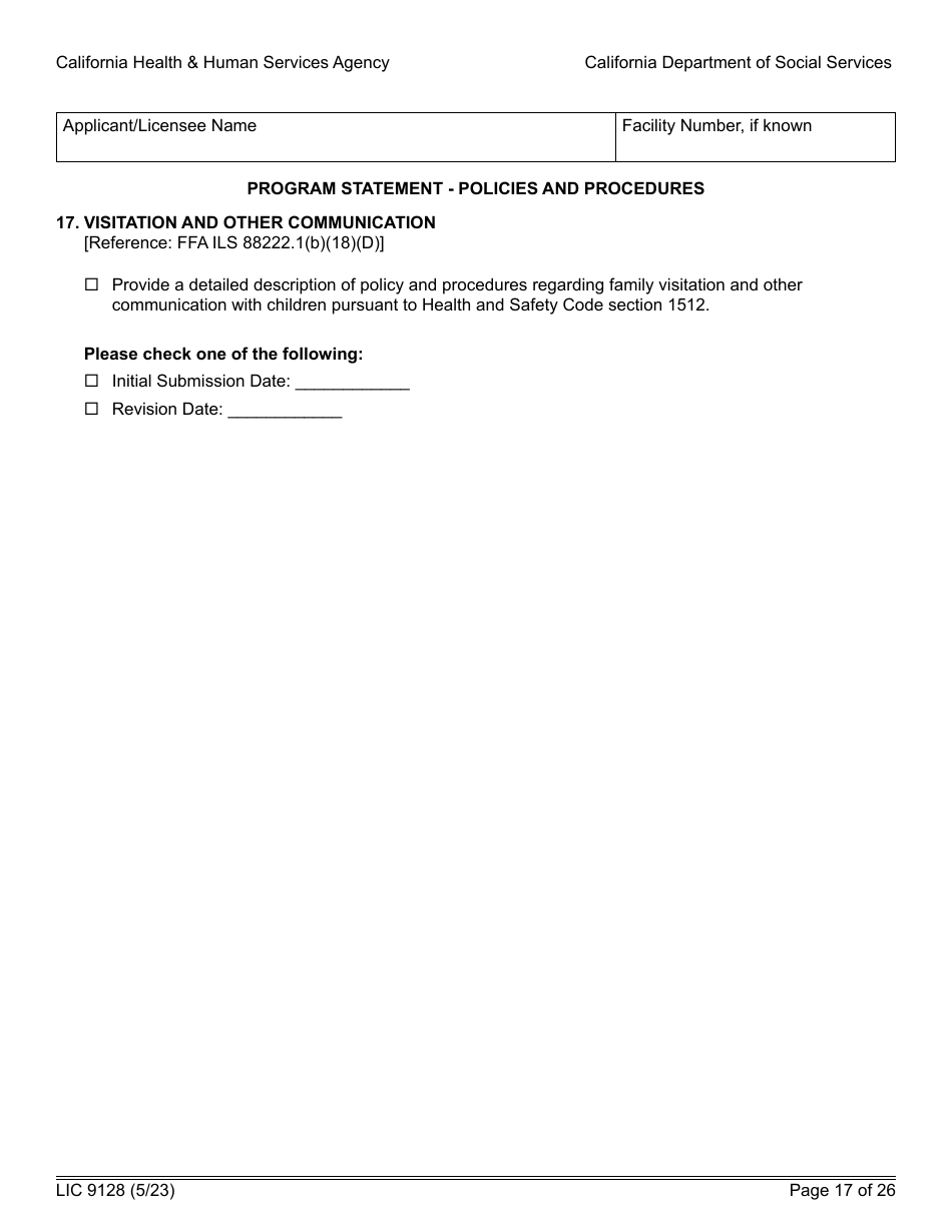 Form LIC9128 Foster Family Agency Program Statement - California, Page 23