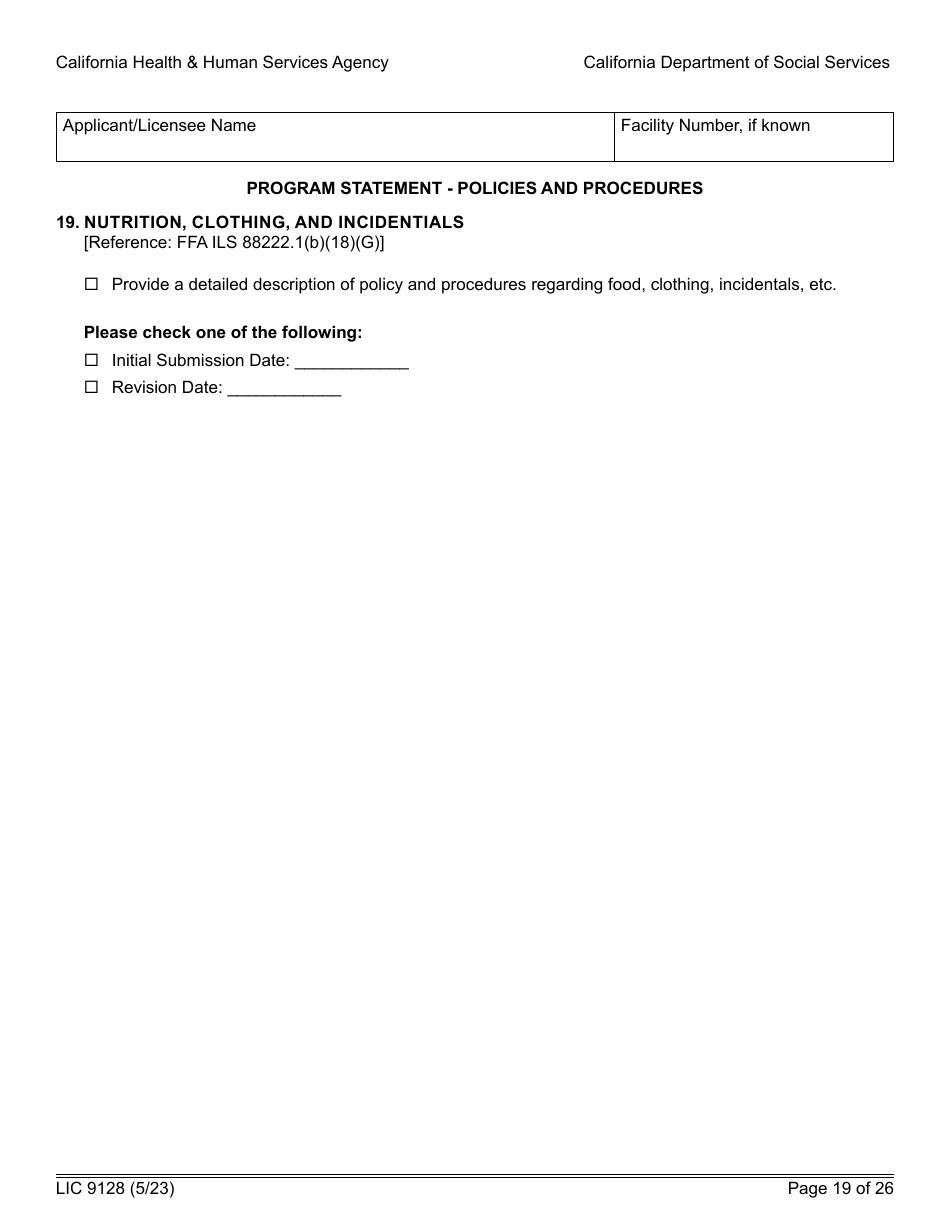 Form LIC9128 Foster Family Agency Program Statement - California, Page 25