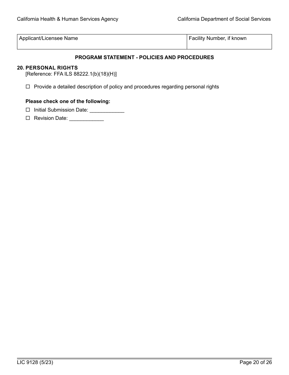 Form LIC9128 Foster Family Agency Program Statement - California, Page 26