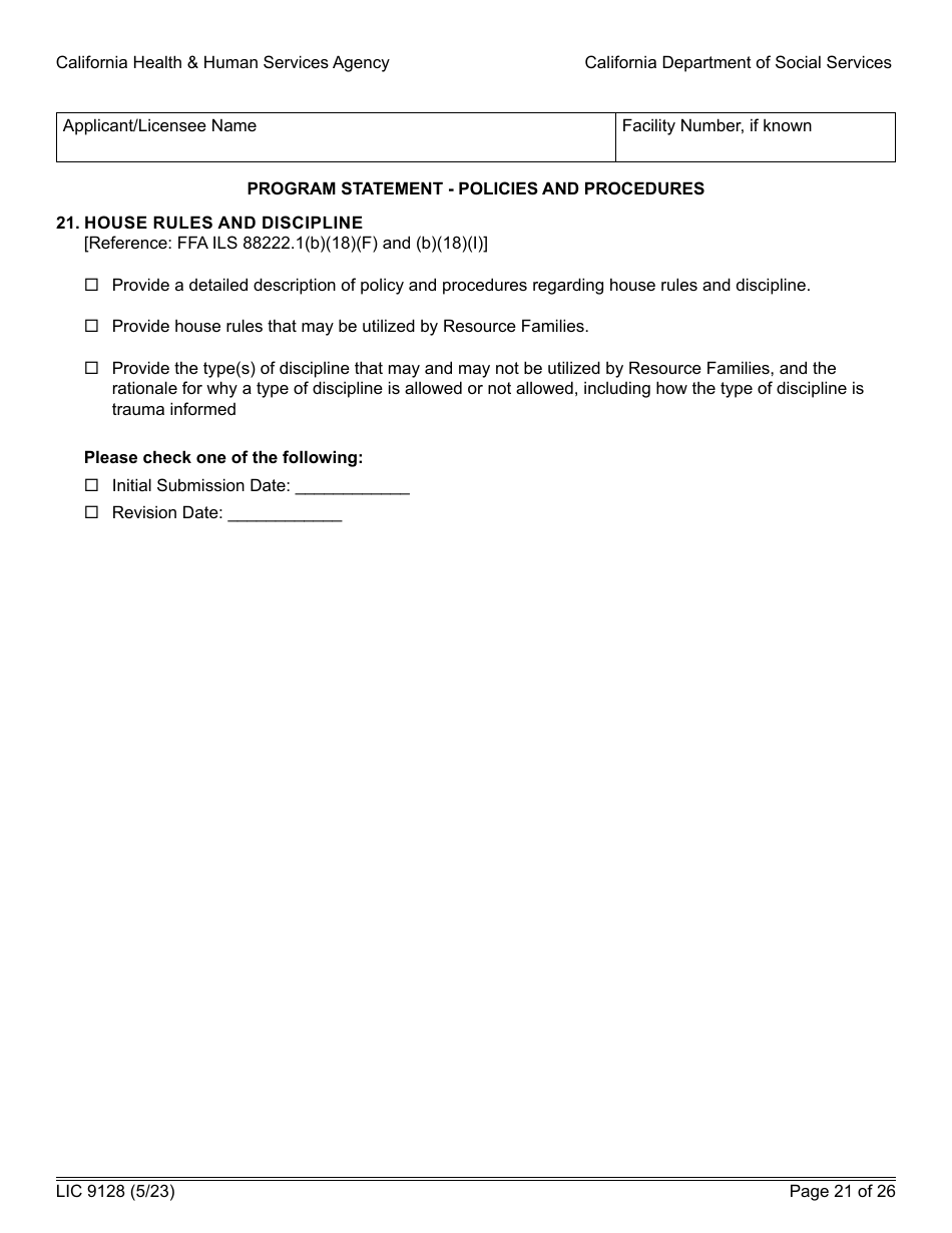 Form LIC9128 Foster Family Agency Program Statement - California, Page 27