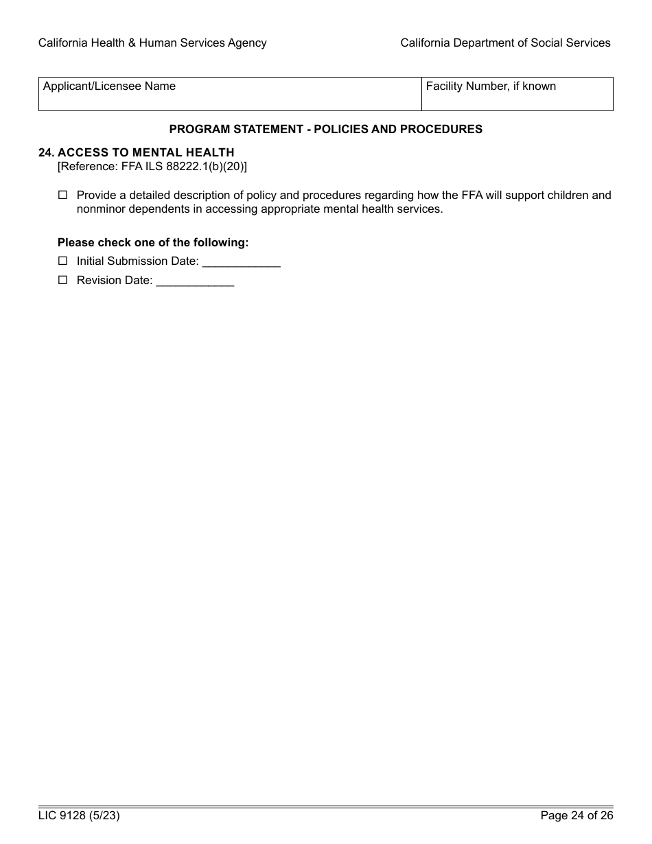 Form LIC9128 Foster Family Agency Program Statement - California, Page 30
