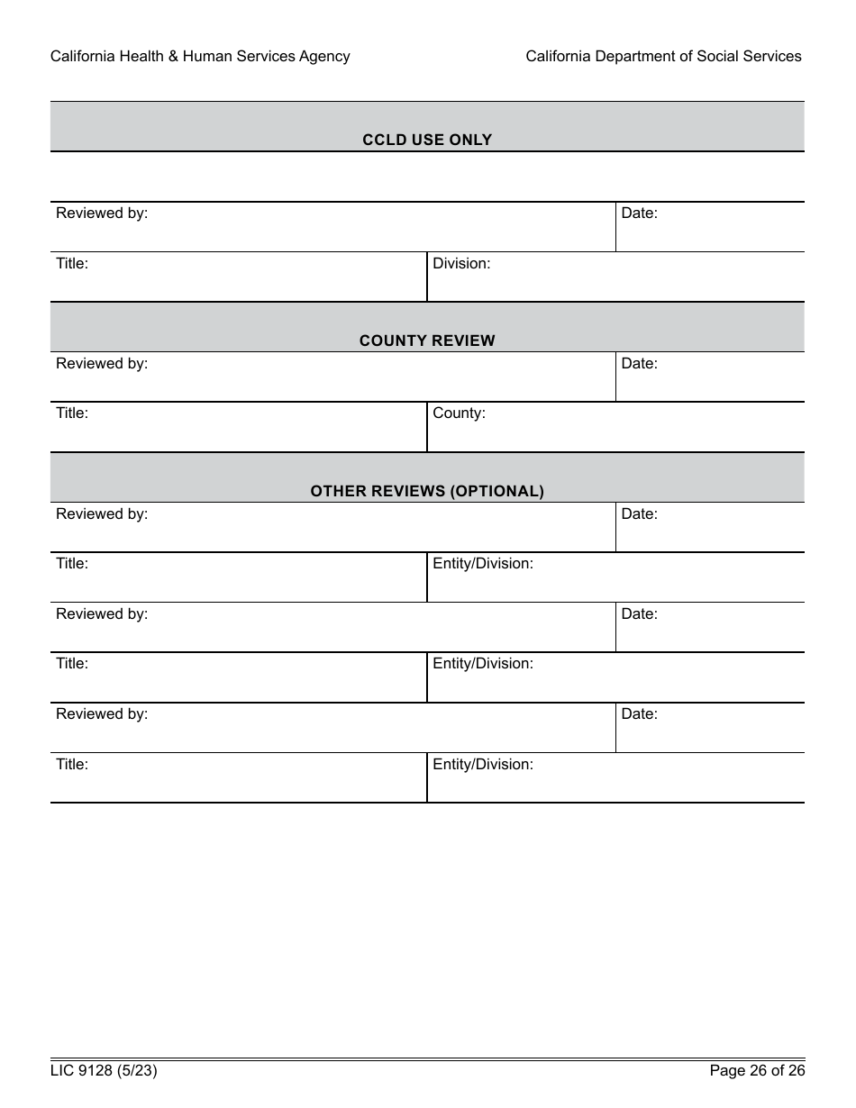 Form LIC9128 Foster Family Agency Program Statement - California, Page 32