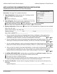 Document preview: Form LIC9214 Application for Administration Certication - Administrator Certification Program - California