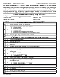 Document preview: Form LIC9236 Entrance Checklist - Short-Term Residential Therapeutic Program - California