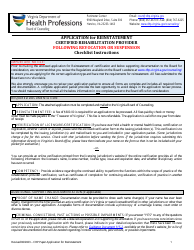 Application for Reinstatement Application for Certified Rehabilitation Provider Following Revocation or Suspension - Virginia