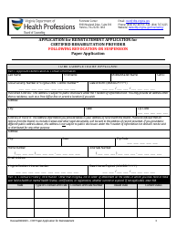 Application for Reinstatement Application for Certified Rehabilitation Provider Following Revocation or Suspension - Virginia, Page 3