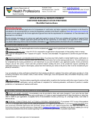 Application for Reinstatement Certified Rehabilitation Provider - Virginia