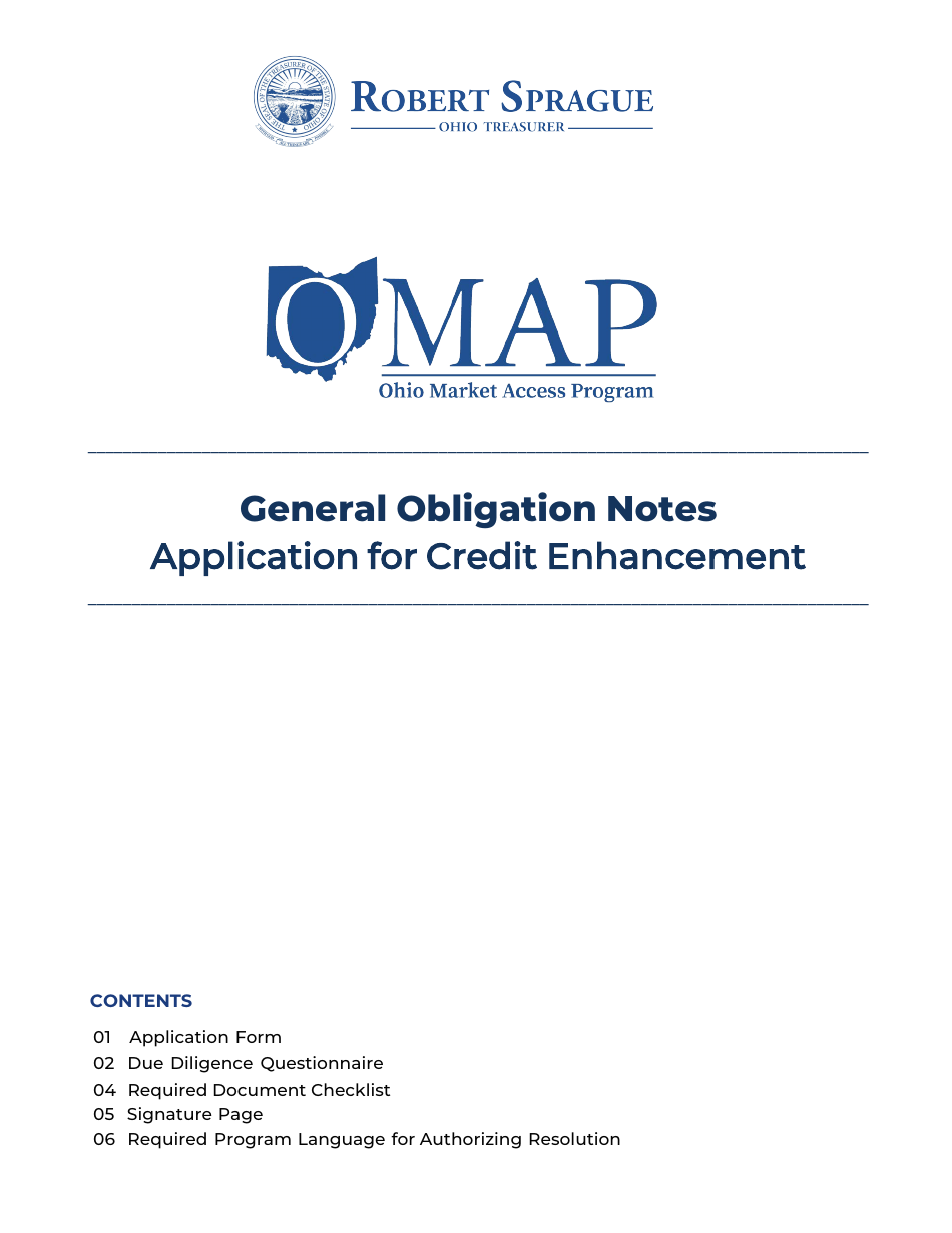 Application for Credit Enhancement - Ohio Market Access Program - Ohio, Page 1