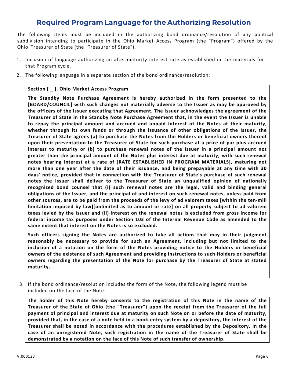 Application for Credit Enhancement - Ohio Market Access Program - Ohio, Page 7