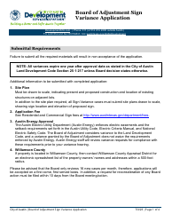Document preview: Board of Adjustment Sign Variance Application - City of Austin, Texas
