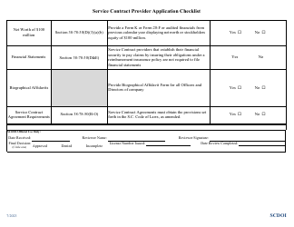 Service Contract Provider Application Checklist - South Carolina, Page 2