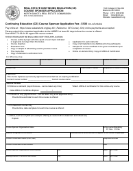 Document preview: Form SFN12190 Real Estate Continuing Education (Ce) Course Sponsor Application - North Dakota