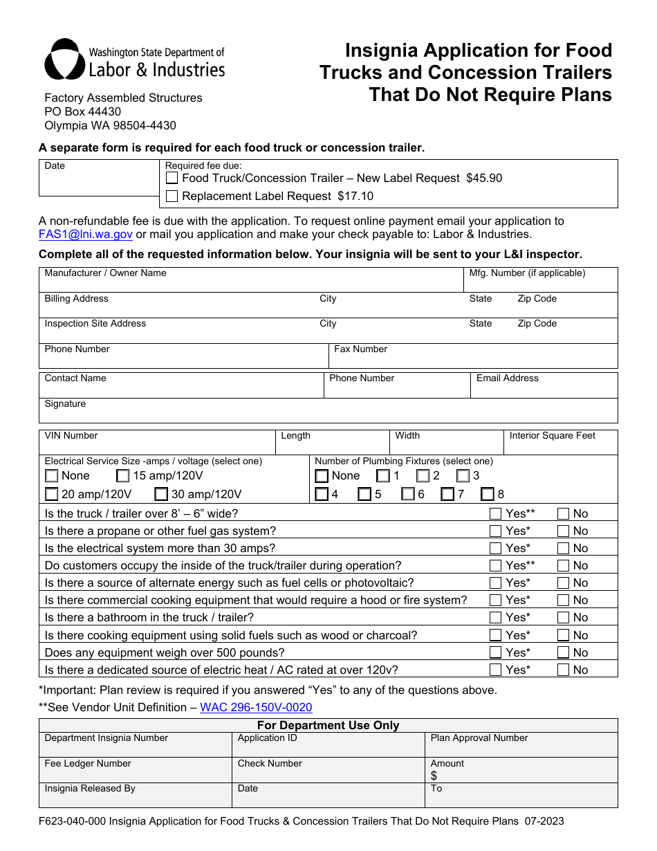 Form F623040000 Download Fillable PDF or Fill Online Insignia