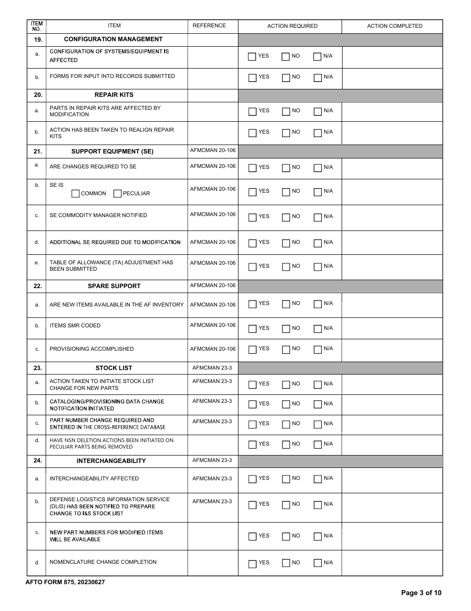 AFTO Form 875 Time Compliance Technical Order Programming Document, Page 3