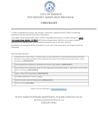 Document preview: Pet Deposit Assistance Program Application - City of Mission, Texas