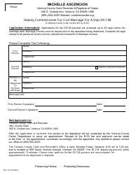 Document preview: Deputy Commissioner for Civil Marriage for a Day (Dccm) - Ventura County, California
