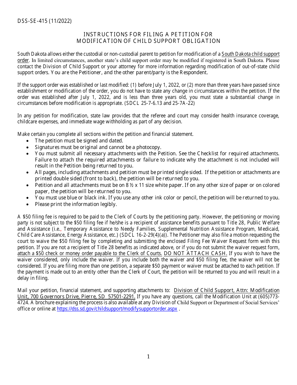 Form DSSSE415 Fill Out, Sign Online and Download Fillable PDF