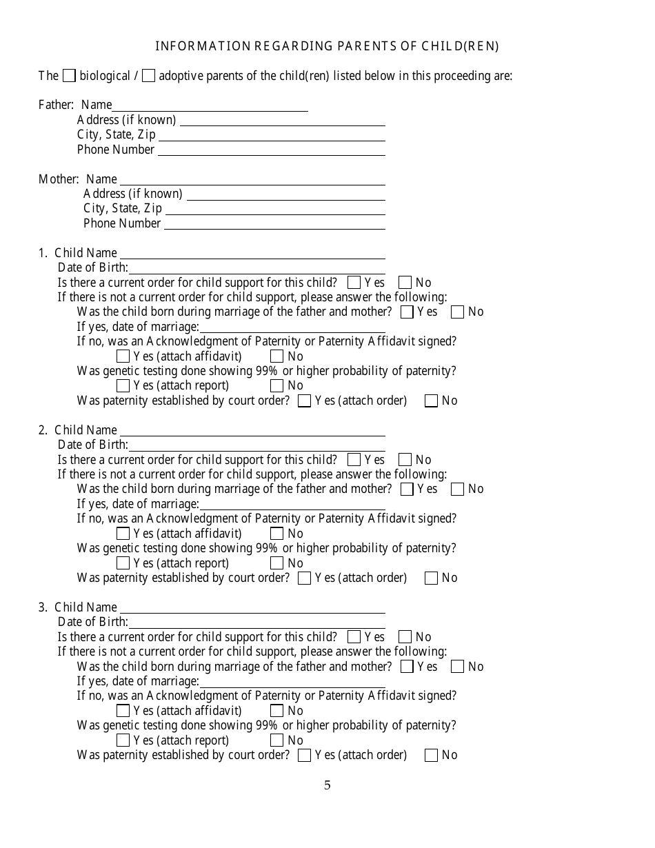 Form DSS-SE-415 Petition for Modification of Child Support Obligation - South Dakota, Page 8
