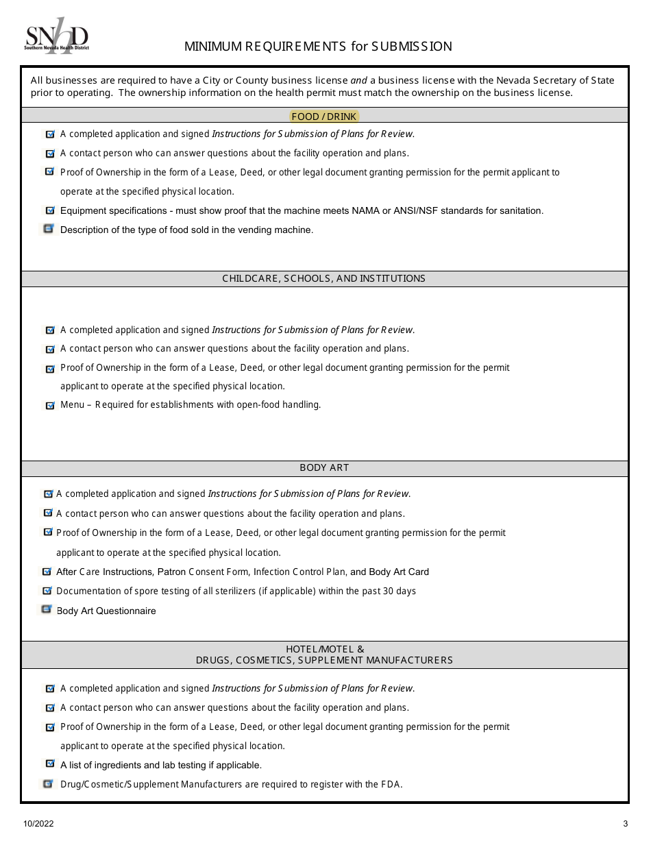 Vending Machine Health Permit Application - Nevada, Page 3