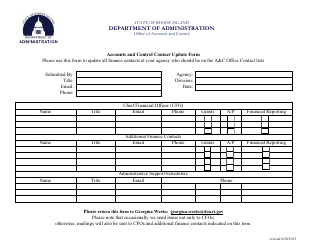 Document preview: Accounts and Control Contact Update Form - Rhode Island