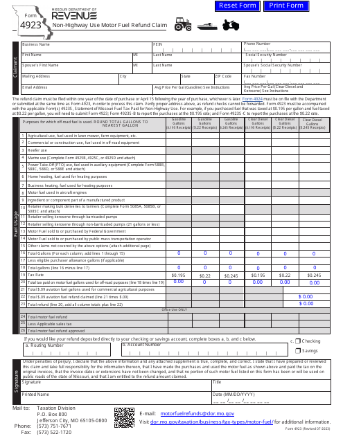 Form 4923  Printable Pdf