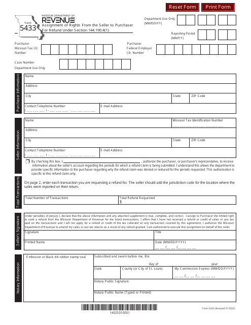 Form 5433  Printable Pdf