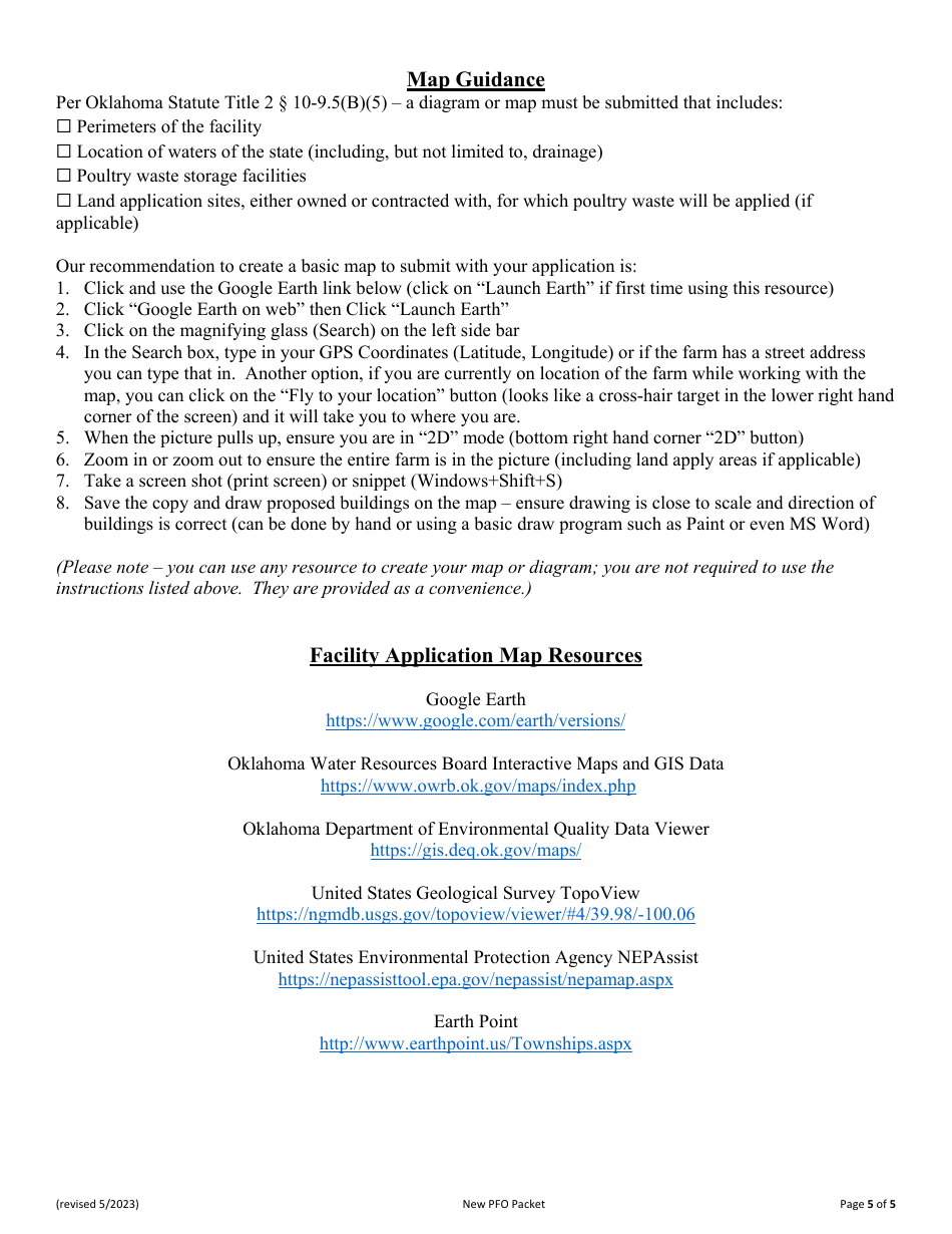 Form AEMS037 New Poultry Feeding Operation (Pfo) Application - Oklahoma, Page 5