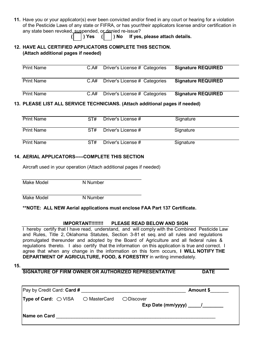 Form ID Application for Pesticide Applicator License - Oklahoma, Page 3
