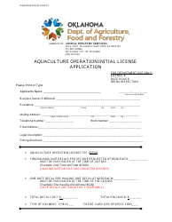 Document preview: Form 01-AI Aquaculture Operation Initial License Application - Oklahoma