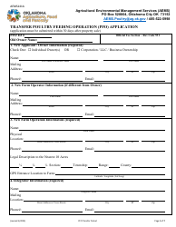 Document preview: Form AEMS141A Transfer Poultry Feeding Operation (Pfo) Application - Oklahoma